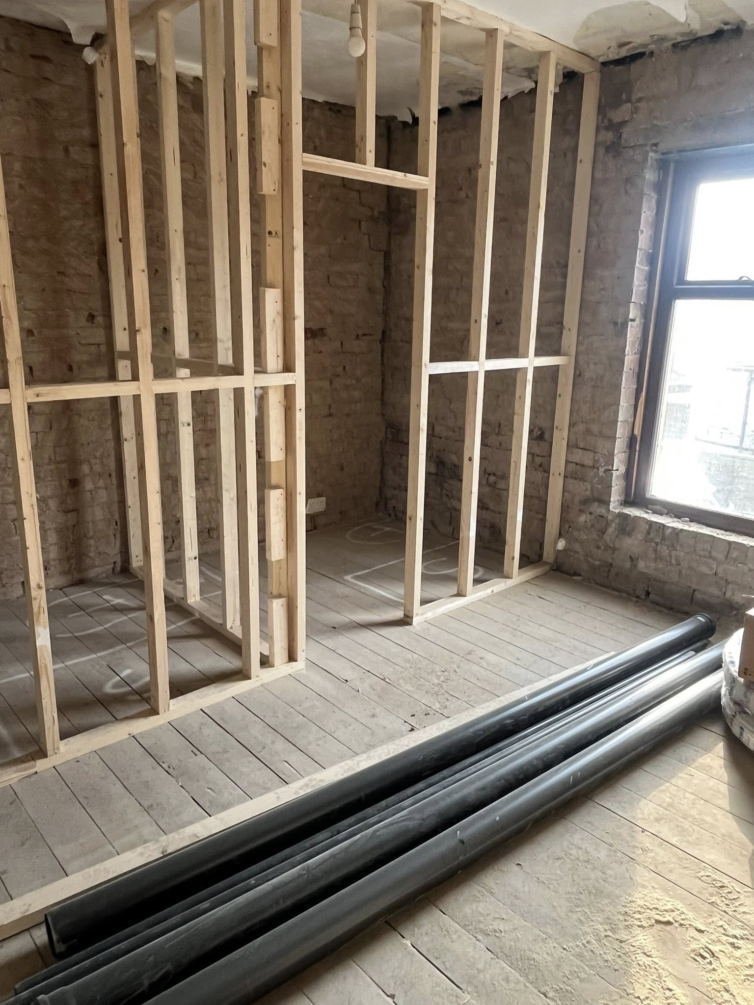Plumbing and pipework installation in progress
