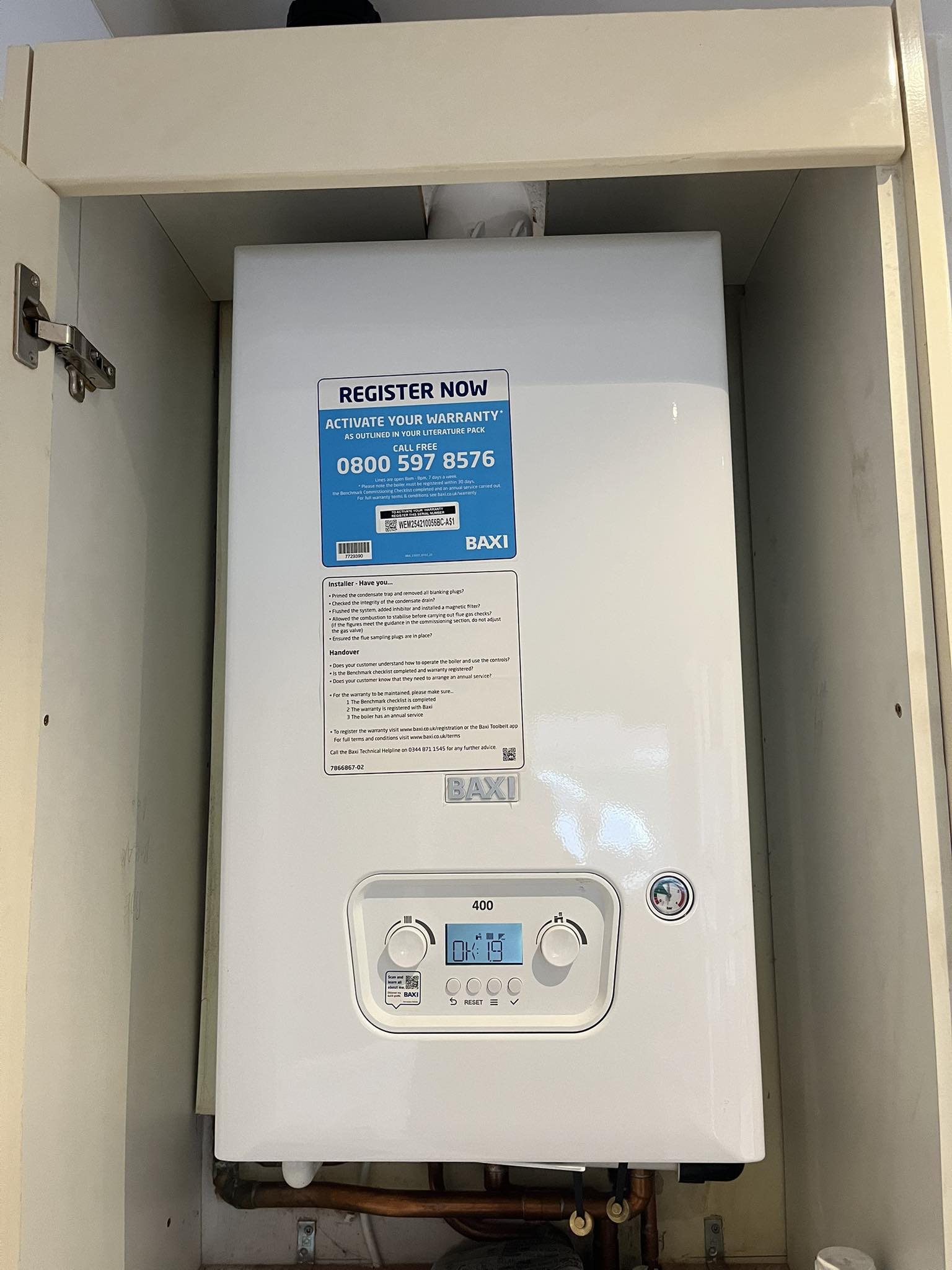 Baxi 400 combi boiler installation