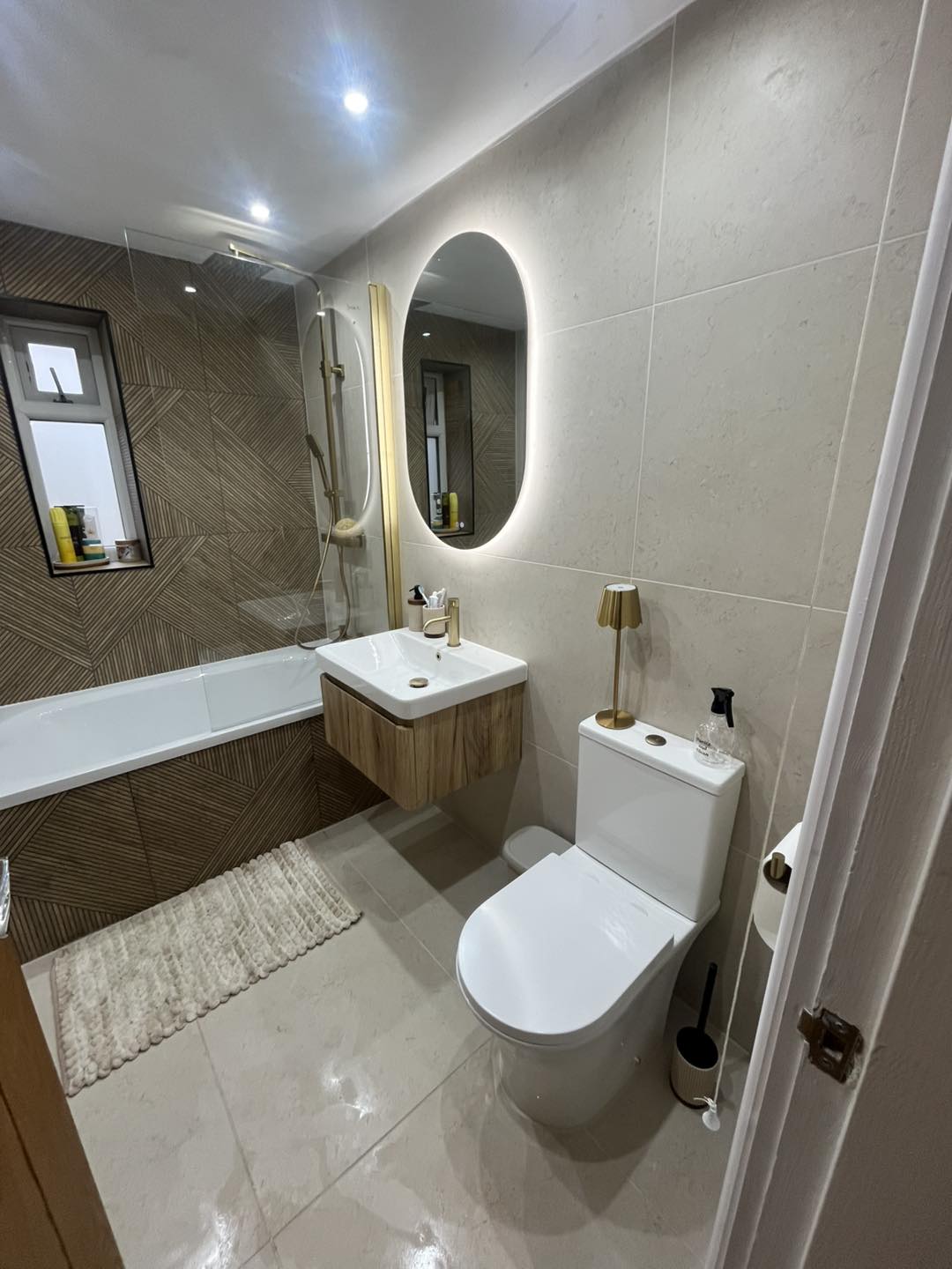 Modern bathroom with LED mirror and premium finish